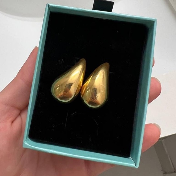 NEW Stud Drop Earrings Waterdrop Gold Plated Hypoallergenic - Picture 4 of 5